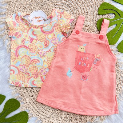  Conj. Blusa Frutinhas e Salopete Tutti Friends - Salmão